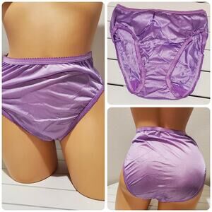 Shadowline 17842 Women's Hi Cut Panty Nylon Brief Full Coverage Purple Foxglove